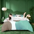 thumbnail image 1 of jejeloiu Calm Abstract Duvet Cover King For Men Women,Serene Print King Bedding,Teal Brown,Reversible,3pcs,1 Duvet Cover and 2 Pillowcases, 1 of 6
