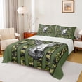 thumbnail image 1 of jejeloiu Camo Deer Green Twin 3-Piece Reversible Kids Luxury Rustic Jungle Wild Animal Camouflage Sheet Set, 1 of 7