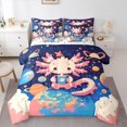 thumbnail image 1 of jejeloiu Cartoon Animal Axolotl Twin Bedding Sets 7-Piece,Multicolor Universe Planet Bedding Comforter Set,Galaxy Starry Stars Sheet Sets For Girls Kid,Breathable Bedroom Decor Reversible, 1 of 8