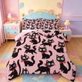 thumbnail image 1 of jejeloiu Cartoon Animal Cat Full Size Comforter Sets Kids,Cute Kitten Print Bedding Sets,Reversible,3-Piece, 1 of 8