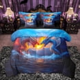 thumbnail image 1 of jejeloiu Cartoon Animal Dragon 7pcs Bedding Comforter Set,Western Fantasy Theme Queen Bedding Sets,Orange Blue Queen Sheet Sets For Kids,Ultra Soft Home Decor Reversible, 1 of 8