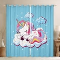 thumbnail image 1 of jejeloiu Cartoon Animal Unicorn Black Out Curtains,rainbow Stars Pattern Curtains Pack of 2 (42x63 Each),blue pink white Bedroom Curtains For Child,Lightweight Room Decor, 1 of 6