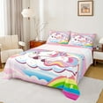 thumbnail image 1 of jejeloiu Cartoon Animal Unicorn Full Size Sheets,princess fairy tale Bed Sheets,colorful rainbow stars Sheet Sets For Child,Lightweight Room Decor,4pcs, 1 of 7