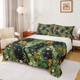 thumbnail image 1 of jejeloiu Cartoon Black Kitten Bed Sheets Kids,Spring Garden Flowers Sunflower King Sheets For Girls,4-Piece, 1 of 6