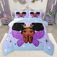 thumbnail image 1 of jejeloiu Cartoon Black Princess Bedding Comforter Set,Chic Wings Crown Twin Comforter Sets,Black Blue Purple Bedding Set For Girls Kids,Ultra Soft Home Decor Reversible,2pcs, 1 of 8