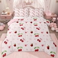thumbnail image 1 of jejeloiu Cartoon Bow Cherry Twin Comforter Sets,Pink Cute Bowknot Bedding Set For Girls Kids Reversible 2 Pieces, 1 of 8