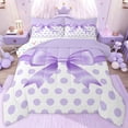thumbnail image 1 of jejeloiu Cartoon Bow Full Size Comforter Sets,Purple Polka Dots Bedding Sets For Girl Reversible 3pcs, 1 of 8