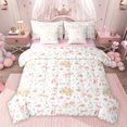 thumbnail image 1 of jejeloiu Cartoon Bow Knot 7-Piece Bedding Comforter Set,Kawaii Flowers Blossom King Bedding Sets For Teens Reversible, 1 of 7