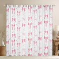 thumbnail image 1 of jejeloiu Cartoon Bow Knot Blackout Curtains Set of 2 (52x84 Each),Pink White Bowtie Window Curtains For Girl, 1 of 6
