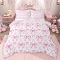 thumbnail image 1 of jejeloiu Cartoon Bow Knot Queen Comforter Set,Pink Ribbon Bowtie Bedding Comforter Set For Girl Reversible 3 Pieces, 1 of 7