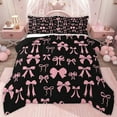 thumbnail image 1 of jejeloiu Cartoon Bow Knot Twin Comforter Sets,Pink Black Bowknot Bedding Set For Girl Reversible 2pcs, 1 of 8