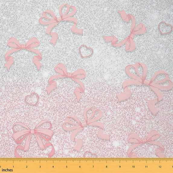 jejeloiu Cartoon Bow Tie Fabric by the Yard 5 Yards,Princess Bowknot Fabric for Sewing,Pink Silver Home Decor Fabric by the Yard For Teens,Luxury Bedroom Decor
