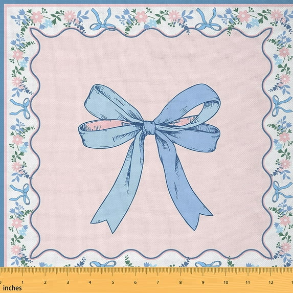 jejeloiu Cartoon Bow Tie Fabric (5 Yards) Princess Bowtie Flower Blue Pink Luxury Sewing Decor