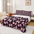 thumbnail image 1 of jejeloiu Cartoon Bowknot Loves Bed Sheets,Pink Kawaii Bow King Sheets For Girl 4pcs, 1 of 7