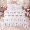 thumbnail image 1 of jejeloiu Cartoon Bowtie Bow Queen Comforter Set,Pink White Bedding Comforter Set For Girl Reversible 3 Pieces, 1 of 8