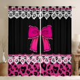 thumbnail image 1 of jejeloiu Cartoon Bowtie Bowknot Curtains Pack of 2 (42x84 Each),Valentine Day Gifts Curtains Blackout,Pink Black Bedroom Curtains For Girls Kids,Luxury Bedroom Decor, 1 of 6