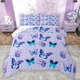 thumbnail image 1 of jejeloiu Cartoon Butterflies Flower Bedding Comforter Set,Cute Stars Print Twin Comforter Sets,Purple Blue Bedding Set For Girls Kids,Luxury Bedroom Decor Reversible,2pcs, 1 of 8