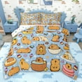 thumbnail image 1 of jejeloiu Cartoon Capybara Animals Queen Comforter Set,Cute Daisy Floral Bedding Comforter Set For Capybara Lover Reversible 3pcs, 1 of 8