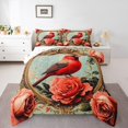 thumbnail image 1 of jejeloiu Cartoon Cardinal Full Size Comforter Sets,Red Flower Floral Bedding Comforter Set,Merry Christmas Bedding Sets For Teens,Ultra Soft Home Decor Reversible,3 Pieces, 1 of 8