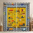 thumbnail image 1 of jejeloiu Cartoon Cars Blackout Curtains Set of 2 (52x84 Each),Excavator Tractor Vehicle Window Curtains,Geometric Patchwork Curtains and Drapes For Children,Microfiber Room Decorative, 1 of 6