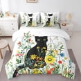 thumbnail image 1 of jejeloiu Cartoon Cat 7pcs Bedding Comforter Set,Colorful Flower Floral Queen Bedding Sets,Black Kitten Queen Sheet Sets For Girls Kids,Luxury Bedroom Decor Reversible, 1 of 8