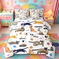 thumbnail image 1 of jejeloiu Cartoon Cat Animal 7-Piece Bedding Comforter Set Kids,Cute Kitten Pattern King Bedding Sets,Reversible, 1 of 7