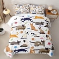 thumbnail image 1 of jejeloiu Cartoon Cat Animal Quilt King Kids,Cute Kitten Pattern King Coverlet Set,3-Piece, 1 of 7