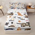 thumbnail image 1 of jejeloiu Cartoon Cat Animal Zipper Twin Comforter Sets with Fitted Sheet and 2 Pillowcases Kids,Cute Kitten Pattern Zipper Bedding Set,Reversible,4 Pieces, 1 of 7