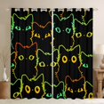 thumbnail image 1 of jejeloiu Cartoon Cat Blackout Curtains Set of 2 (52x84 Each),Neon Stripe Kitten Window Curtains,Colorful Ombre Curtains and Drapes For Girls Boys,Super Cozy Room Decor, 1 of 6