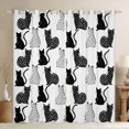 thumbnail image 1 of jejeloiu Cartoon Cat Kitten Black Out Curtains,White Black Gray Curtains Pack of 2 (42x63 Each) For Pet Lovers, 1 of 6