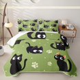 thumbnail image 1 of jejeloiu Cartoon Cat Paw Print Twin Quilt Set Kids,Cute Kitten Pattern Twin Coverlet Set,2-Piece, 1 of 7