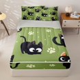 thumbnail image 1 of jejeloiu Cartoon Cat Paw Print Zipper Twin Comforter Sets with Fitted Sheet and 2 Pillowcases Kids,Cute Kitten Pattern Zipper Bedding Set,Reversible,4-Piece, 1 of 7
