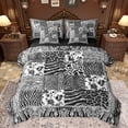 thumbnail image 1 of jejeloiu Cartoon Cheetah Pattern 7-Piece Bedding Comforter Set,Modern Geometric Checkered King Bedding Sets,Gray Ink Bed Sheets For Girl Teens,Breathable Home Decor Reversible, 1 of 8