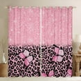thumbnail image 1 of jejeloiu Cartoon Cheetah Pattern Black Out Curtains,Chic Glitter Print Curtains Pack of 2 (42x63 Each),Pink Leopard Print Bedroom Curtains For Girls Teens,Breathable Home Decor, 1 of 6