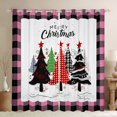 thumbnail image 1 of jejeloiu Cartoon Christmas Tree Black Out Curtains,Pinkue Geometric Grid Curtains Pack of 2 (42x63 Each),Xmas Theme Bedroom Curtains,Microfiber Room Decor, 1 of 6