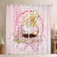 thumbnail image 1 of jejeloiu Cartoon Bear Blackout Curtain Set of 2,Phonograph Pink Tulip Bowknot,42x84 Inch, 1 of 6