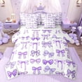 thumbnail image 1 of jejeloiu Cartoon Cute Bow 7-Piece Twin Bedding Sets,Purple White Bedding Comforter Set For Teens Reversible, 1 of 8