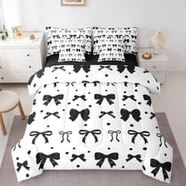 jejeloiu Cartoon Cute Bowknot 7-Piece Twin Bedding Sets,Kawaii Polka Dots Bedding Comforter Set For Teens Reversible