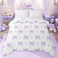 thumbnail image 1 of jejeloiu Cartoon Cute Bowknot Twin Comforter Sets,Girl Purple Bowknot Loves Bedding Set For Teens Reversible 2 Pieces, 1 of 8
