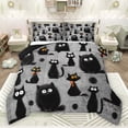 thumbnail image 1 of jejeloiu Cartoon Cute Kitten Full Size Comforter Sets,Kawaii Pet Cat Bedding Comforter Set,Gray Black Bedding Sets For Girls Kids,Super Cozy Room Decor Reversible,3pcs, 1 of 8