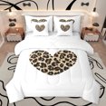 thumbnail image 1 of jejeloiu Cartoon Cute Loves 7pcs Bedding Comforter Set,Chic Cheetah Print Queen Bedding Sets,Brown White Queen Sheet Sets For Girls Teens,Microfiber Bedroom Decor Reversible, 1 of 8