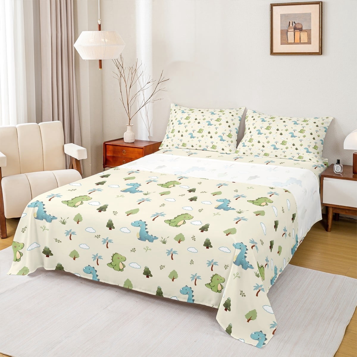 Lesson Prep Cartoon jejeloiu Cartoon Dinosaur Full Size Sheets,Wild Animal Bed Sheets ...