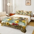 thumbnail image 1 of jejeloiu Cartoon Duck Twin Sheet Set (3-Piece) Rustic Frog Country Floral Microfiber Decor, 1 of 7