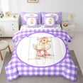 thumbnail image 1 of jejeloiu Cartoon Farm Duck Twin Bedding Sets 7-Piece,Kawaii Bow Knot Bedding Comforter Set,Purple Geometric Grid Sheet Sets For Children,Ultra Soft Home Decor Reversible, 1 of 8