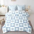 thumbnail image 1 of jejeloiu Cartoon Flower Bedding Comforter Set 7pcs,Cute Daisy Queen Bedding Sets,White Blue Grid Queen Sheet Sets For Child,Ultra Soft Home Decor Reversible, 1 of 8