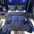thumbnail image 1 of jejeloiu Cartoon Gamepad 7pcs Bedding Comforter Set,Games Console Lover Queen Bedding Sets,Blue Rhombus Pattern Queen Sheet Sets For Boys Kids,Ultra Soft Home Decor Reversible, 1 of 8
