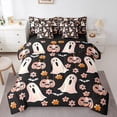 thumbnail image 1 of jejeloiu Cartoon Ghost Bedding Comforter Set 7 Pieces,Halloween Spooky Pumpkin Full Bedding Set,Rustic Colorful Flower Fitted Sheet Flat Sheet For Children,Ultra Soft Home Decor Reversible, 1 of 8