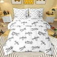 thumbnail image 1 of jejeloiu Cartoon Graffiti Airplane 7 Pieces Bedding Comforter Set,Retro Flying Aircraft Theme Full Bedding Set,White Gray Fitted Sheet Flat Sheet For Kids,Breathable Home Decor Reversible, 1 of 8