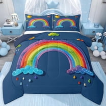 jejeloiu Cartoon Graffiti Rainbow Twin Comforter Sets,Colorful Oil Painting Bedding Set For Boys Girls Reversible 2-Piece