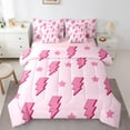 thumbnail image 1 of jejeloiu Cartoon Lightning Bedding Comforter Set 7 Pieces,Stars Print Full Bedding Set,Girl Pink Fitted Sheet Flat Sheet For Teens,Breathable Home Decor Reversible, 1 of 8